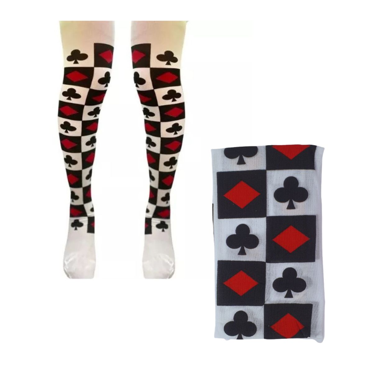 Meia Calça Fantasia Cosplay Cartas Paus E Ouros Meia Calça Fantasia Cosplay Cartas Paus E Ouros